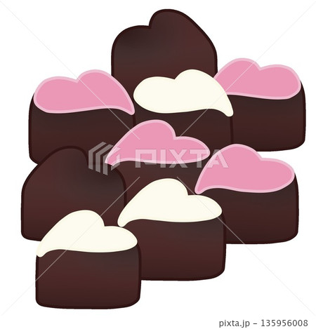 一塊のハート型チョコレートのイラスト 135956008