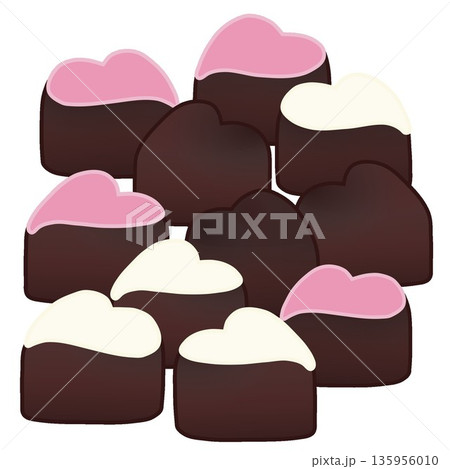 一塊のハート型チョコレートのイラスト 一塊のハート型チョコレートのイラスト 135956010