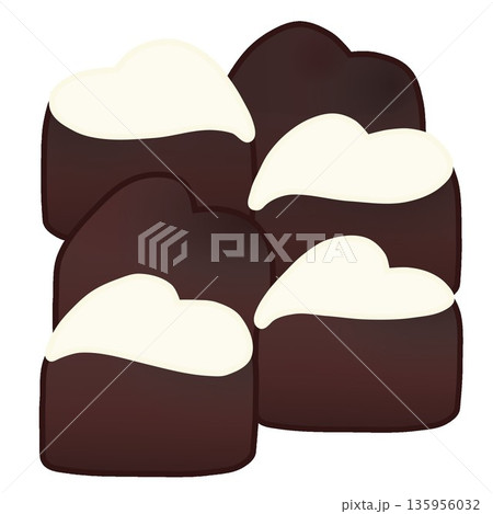 一塊のハート型チョコレートのイラスト 135956032
