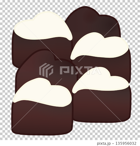一塊のハート型チョコレートのイラスト 135956032