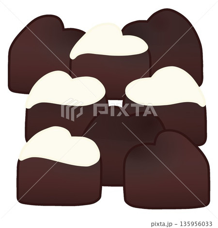 一塊のハート型チョコレートのイラスト 135956033