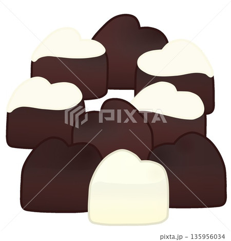 一塊のハート型チョコレートのイラスト 135956034