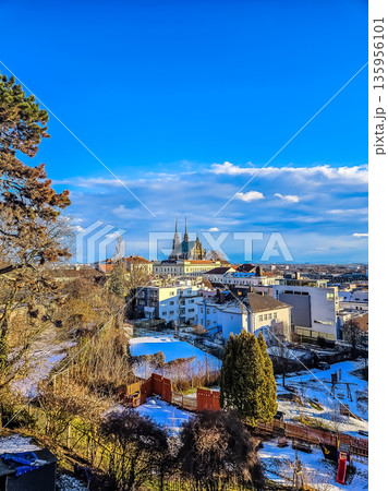 Winter cityscape of Brno, Czech Republic, with the Cathedral of St. Peter and Paul. Winter cityscape of Brno, Czech Republic, with the Cathedral of St. Peter and Paul. 135956101