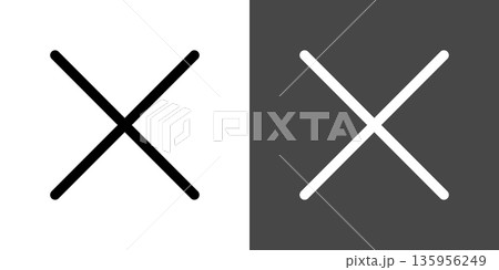 シンプルなバツマークアイコンイラストセット　白黒 135956249