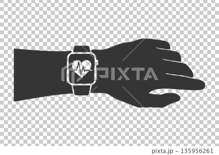 Smartwatch and electrocardiogram silhouette icon 135956261