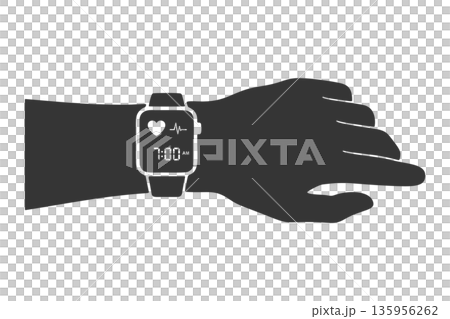 Silhouette icon of a hand wearing a smartwatch 135956262