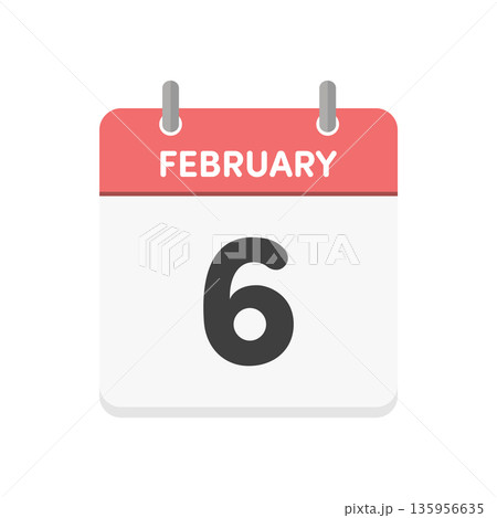 2月6日・FEBRUARY 6th の日めくりカレンダーアイコン - 2/6のシンプルな暦 2月6日・FEBRUARY 6th の日めくりカレンダーアイコン - 2/6のシンプルな暦 135956635