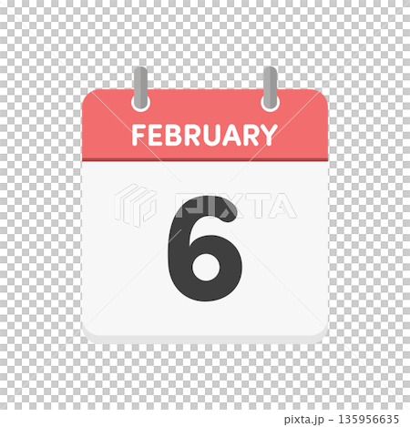 2月6日・FEBRUARY 6th の日めくりカレンダーアイコン - 2/6のシンプルな暦 2月6日・FEBRUARY 6th の日めくりカレンダーアイコン - 2/6のシンプルな暦 135956635