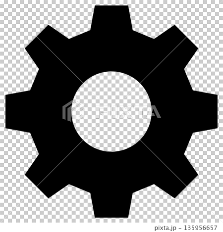 A simple monochrome icon of a gear representing settings 135956657