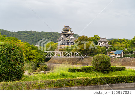 岡山神社(岡山城の守護神)から見る岡山城の天守閣(別名:烏城、金烏城) 岡山神社(岡山城の守護神)から見る岡山城の天守閣(別名:烏城、金烏城) 135957023