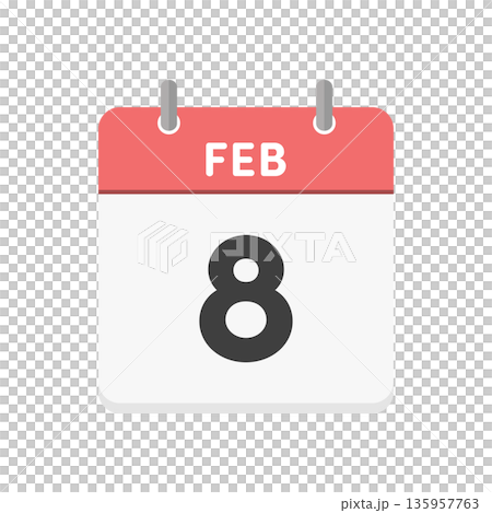 February 8th, FEB 8 daily calendar icon - Simple red English calendar for 2/8 February 8th, FEB 8 daily calendar icon - Simple red English calendar for 2/8 135957763
