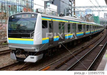 E233系0番台マリC3編成房総色 東京総合車両センター出場 E233系0番台マリC3編成房総色 東京総合車両センター出場 135957770