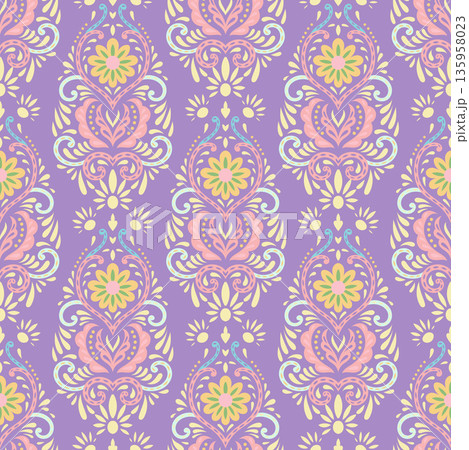 Lavender Pastel Folk Damask Floral Ornament Lavender Pastel Folk Damask Floral Ornament 135958023