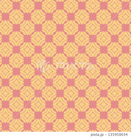 Retro Geometric Floral Tile Ornament Print 135958034