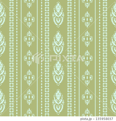 Soft Folk Stripe Ornament Floral Print Soft Folk Stripe Ornament Floral Print 135958037