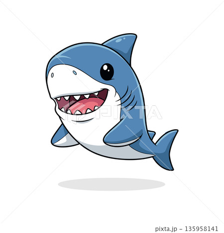 Cute Shark Cartoon Character Illustration on white background Cute Shark Cartoon Character Illustration on white background 135958141
