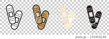 Bandage icon. First aid for injuries and wounds. 135958149