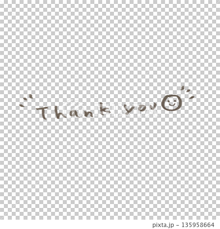 Handwritten Thank You letter illustration, cute pencil strokes 135958664