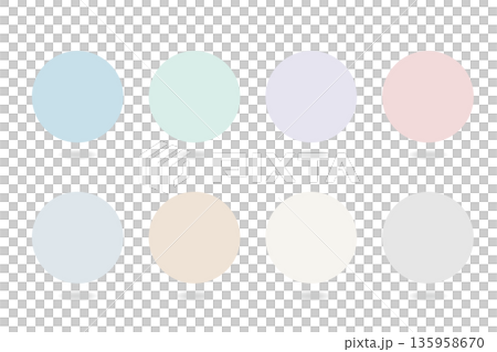 一組帶有簡單陰影的懸浮式粉彩色圓形圖示。 一組帶有簡單陰影的懸浮式粉彩色圓形圖示。 135958670