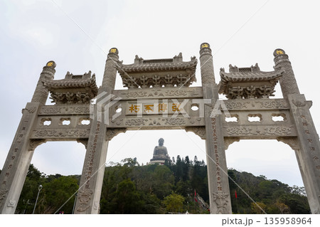 Lantau Island, Hong Kong - Jan 28 2026: The big Buddha at Po Lin Monastery in Lantau island 135958964
