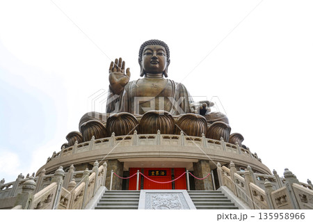 Lantau Island, Hong Kong - Jan 28 2026: The big Buddha at Po Lin Monastery in Lantau island 135958966
