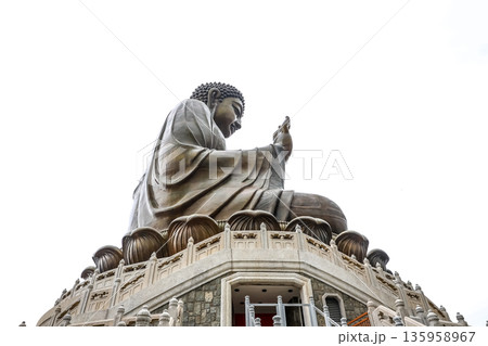 Lantau Island, Hong Kong - Jan 28 2026: The big Buddha at Po Lin Monastery in Lantau island 135958967