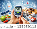Blood Glucose Monitoring, Diabetes Management and Healthy Lifestyle Concept, Generative AI 135959118