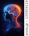 Artificial Intelligence Brain Inside Human Head, Future Technology Concept, Generative AI 135959119