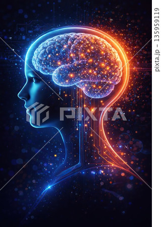 Artificial Intelligence Brain Inside Human Head, Future Technology Concept, Generative AI Artificial Intelligence Brain Inside Human Head, Future Technology Concept, Generative AI 135959119