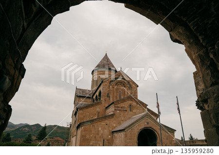 Visit to Svetitskhoveli Cathedral in Mtskheta, Georgia during overcast weather 135959280