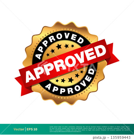 Approved Gold Seal Stamp Vector Template Illustration Design. Vector EPS 10. 135959443