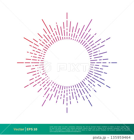 Retro Line Sun Burn Vector Icon Logo Template Illustration Design. Vector EPS 10. 135959464