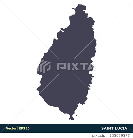 Saint Lucia - North America Countries Map Icon Vector Logo Template Illustration Design. Vector EPS 10. 135959577