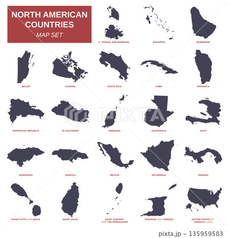 North America Map Set Vector Template Illustration Design. Vector EPS 10. North America Map Set Vector Template Illustration Design. Vector EPS 10. 135959583
