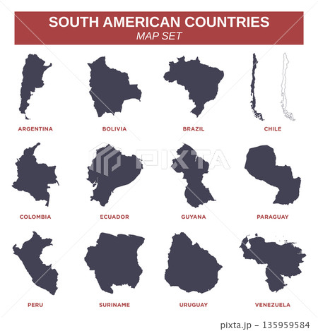 South America Map Set Vector Template Illustration Design 135959584