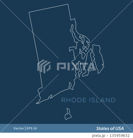 Rhode Island - Outline States of USA Vector Template, stroke editable Illustration Design Rhode Island - Outline States of USA Vector Template, stroke editable Illustration Design 135959632