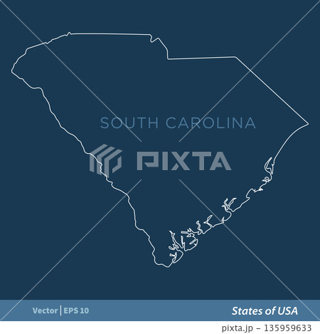 South Carolina - Outline States of USA Vector Template, stroke editable Illustration Design South Carolina - Outline States of USA Vector Template, stroke editable Illustration Design 135959633