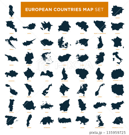 Set of Europe Countries Map Vector Icon Template. Vector Illustration Design. Vector EPS 10. Set of Europe Countries Map Vector Icon Template. Vector Illustration Design. Vector EPS 10. 135959725