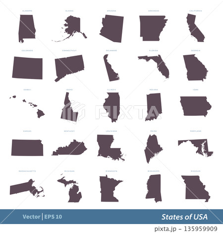 States of US Map set Vector Template Illustration Design. Vector EPS 10. States of US Map set Vector Template Illustration Design. Vector EPS 10. 135959909