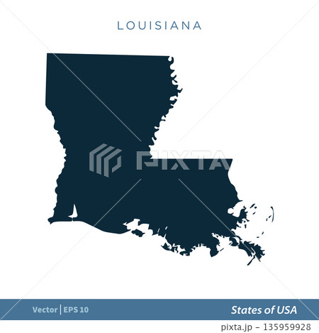 Louisiana - States of US Map Icon Vector Template Illustration Design. Vector EPS 10. Louisiana - States of US Map Icon Vector Template Illustration Design. Vector EPS 10. 135959928