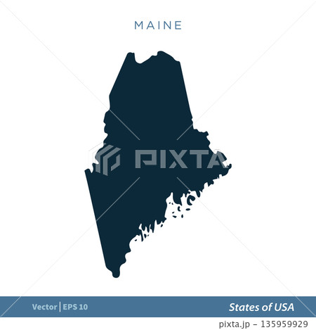 Maine - States of US Map Icon Vector Template Illustration Design. Vector EPS 10. Maine - States of US Map Icon Vector Template Illustration Design. Vector EPS 10. 135959929