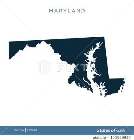 Maryland - States of US Map Icon Vector Template Illustration Design. Vector EPS 10. 135959930
