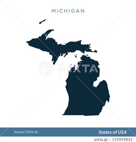 Michigan - States of US Map Icon Vector Template Illustration Design. Vector EPS 10. 135959932