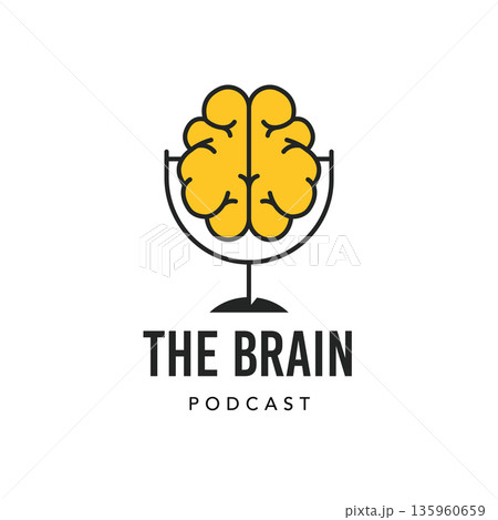 Brain microphone logo. Science, philosophy and psychology podcast concept design. Brain microphone logo. Science, philosophy and psychology podcast concept design. 135960659