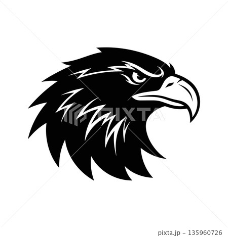 A bold black vector eagle head mascot, a wild symbol of freedom , A silhouette Eagle Heads vector illustration 135960726