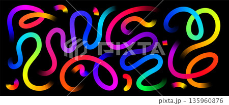 Color lines vector background set. Abstract colorful liquid gradient lines on black backdrop. Modern art pattern, energy, vibrant design, party, and inspiration Color lines vector background set. Abstract colorful liquid gradient lines on black backdrop. Modern art pattern, energy, vibrant design, party, and inspiration 135960876