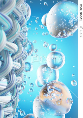 Close-up of fabric interlaced fiber with water drop. 135961058