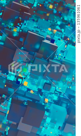 abstract image of cubes background in blue toned abstract image of cubes background in blue toned 135961061