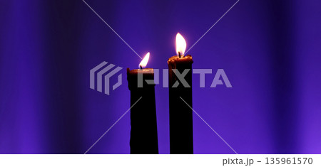 Two Burning Candles Lighting 135961570