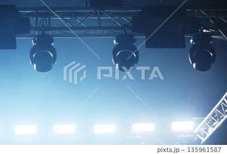 Celling Spotlights Illuminating Concert Stage 135961587